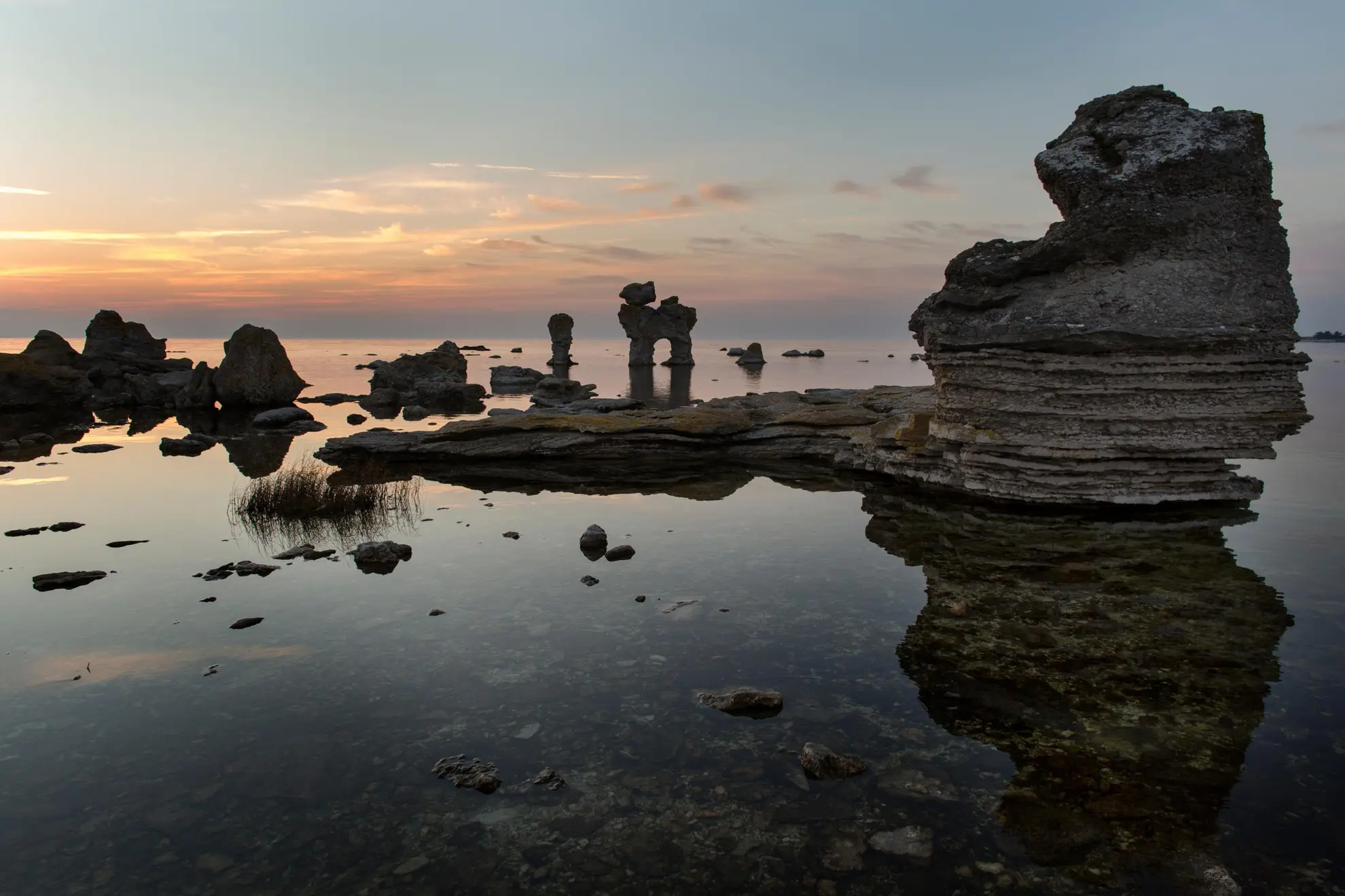 Warm stone landscape on the coast of Gotland.